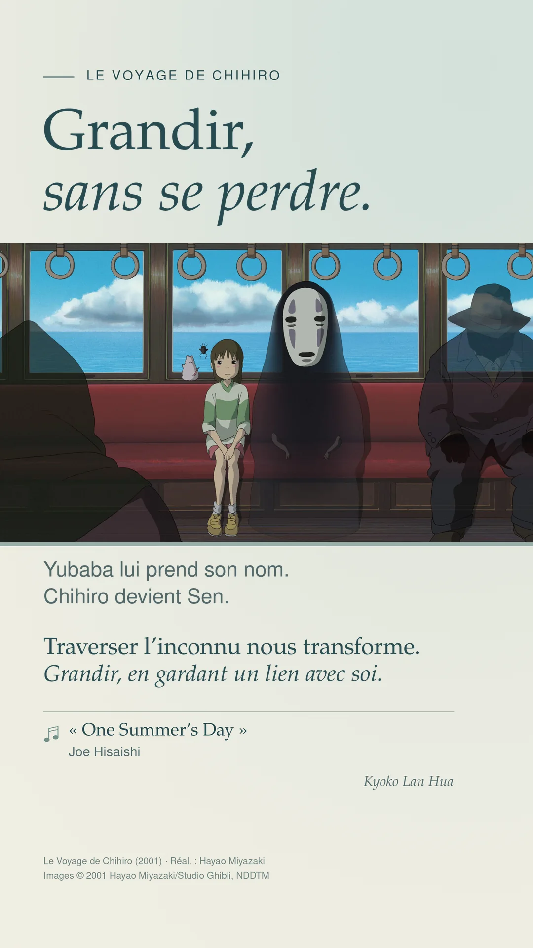 Le Voyage de Chihiro : « One Summer’s Day », grandir sans se perdre